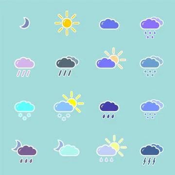 Set with weather icons Illustrazione stock