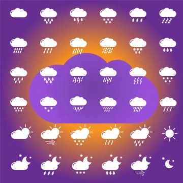 Set with weather icons Illustrazione stock