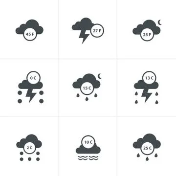 Set of weather message icons Illustrazione stock