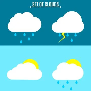 Set. Weather. A simple vector illustration in a flat style. Thunderstorm an.. Stock Illustration