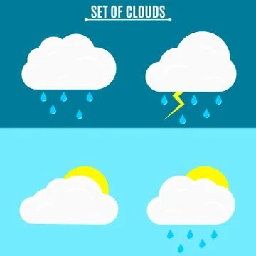 Set. Weather. A simple vector illustration in a flat style. Thunderstorm an.. Stock Illustration