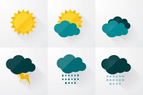 Set of weather vector icons flat design Stock Illustration