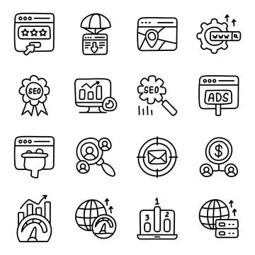 Set of Web and Coding Linear Icons 스톡 일러스트
