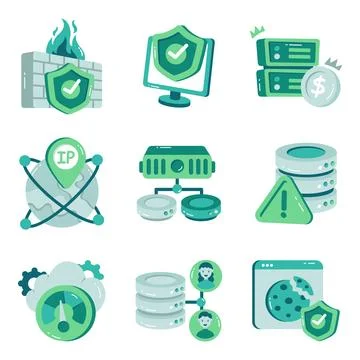 Set of Web and Data Flat Icons Stock Illustration