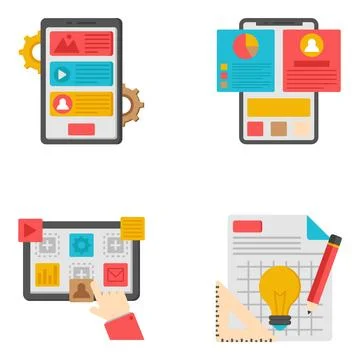 Set of Web and Development Flat Icons Stock Illustration