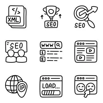 Set of Web and Development Linear Icons 스톡 일러스트