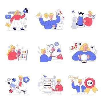 Set of Web and Document Flat Illustrations 스톡 일러스트