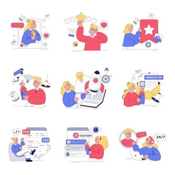 Set of Web and Feedback Flat Illustrations イラスト素材