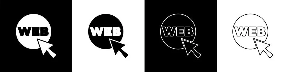 Set Web and graphic design icon isolated on black and white background. Creative Stock Illustration