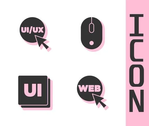 Set Web and graphic design, UI or UX, and Computer mouse icon. Vector Stock-Illustration