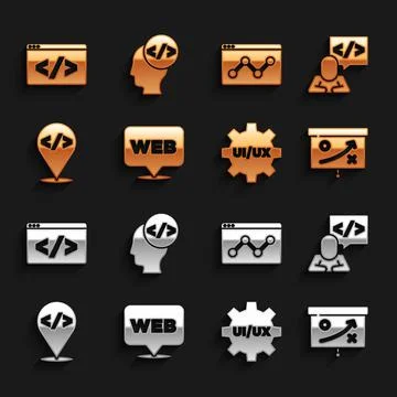 Set Web and graphic design, Front end development, Planning strategy concept, 스톡 일러스트