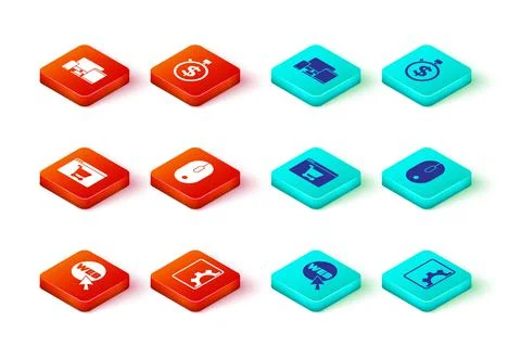 Set Web and graphic design, development, Online shopping on screen, Computer 스톡 일러스트