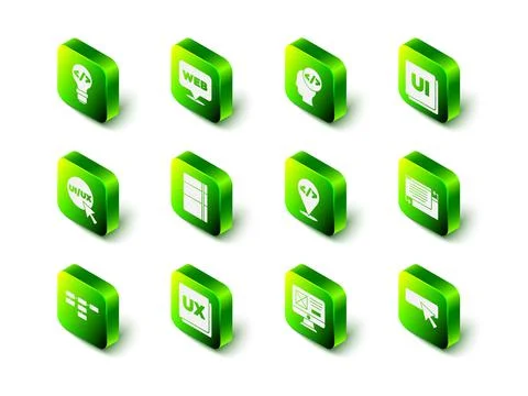 Set Web and graphic design, Front end development, UI or UX, and icon. Vector Stock Illustration