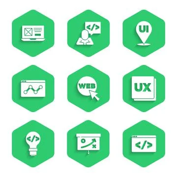 Set Web and graphic design, Planning strategy concept, Front end development, UI 스톡 일러스트
