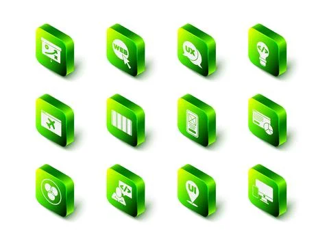 Set Web and graphic design, UI or UX, Front end development, Website statistic Illustrazione stock