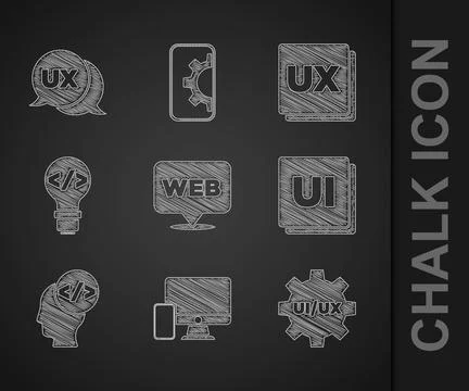 Set Web and graphic design, Monitor mobile, UI UX, Front end development, and Illustrazione stock