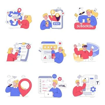 Set of Web and Management Flat Illustrations イラスト素材