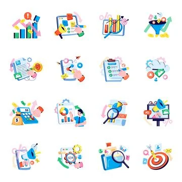 Set of Web and Marketing Flat Illustrations Stock Illustration