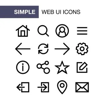 Set of web and mobile application icons for simple flat style ui design Stock Illustration