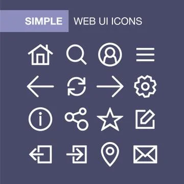 Set of web and mobile application icons for simple flat style ui design Stock Illustration