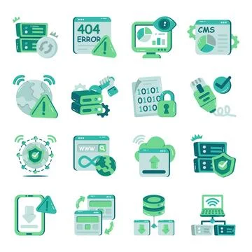 Set of Web and Network Flat Icons Illustrazione stock