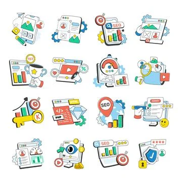 Set of Web and Seo Doodle Icons イラスト素材