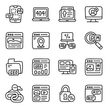 Set of Web and Technology Linear Icons イラスト素材