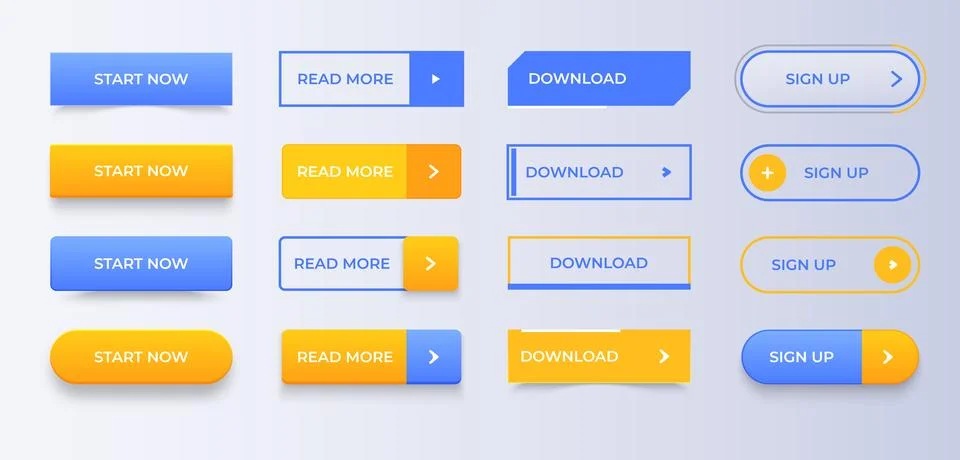 Set of web and ui application color buttons. Element design for website. Ac.. Stock Illustration