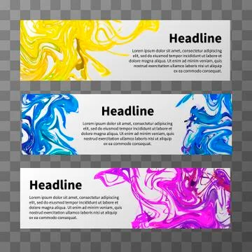 Set of web banners with colorful splashes and text place Stock Illustration