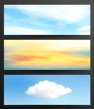 Set Of Web Banners With Sky And Clouds Illustrazione stock