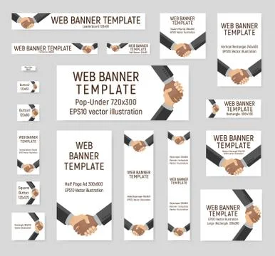 Set of web banners of standard sizes. Stock Illustration