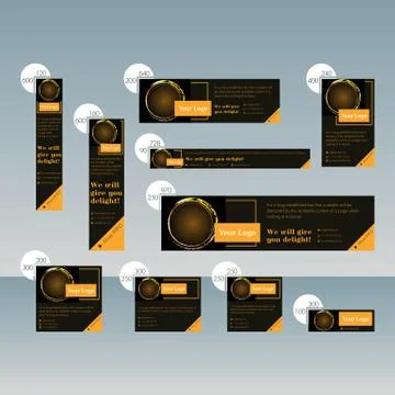 Set of web banners of standard sizes for sale with a place for photo. Stock Illustration