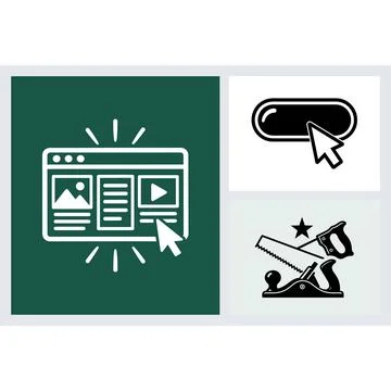 Set of web browser and carpentry tool icons Stock Illustration