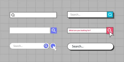Set of web browser internet search bar engine collection Stock Illustration