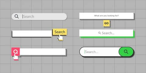 Set of web browser internet search bar engine collection Stock Illustration
