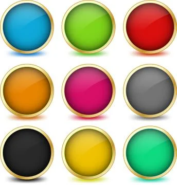 Set of web buttons with golden frames. Vector eps10 Stock Illustration