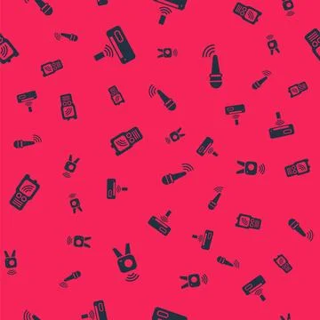 Set Web camera, Air conditioner, Walkie talkie and Wireless microphone on Stock Illustration