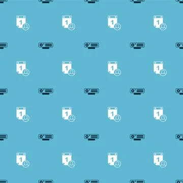 Set Web camera and Time management on seamless pattern. Vector Illustrazione stock
