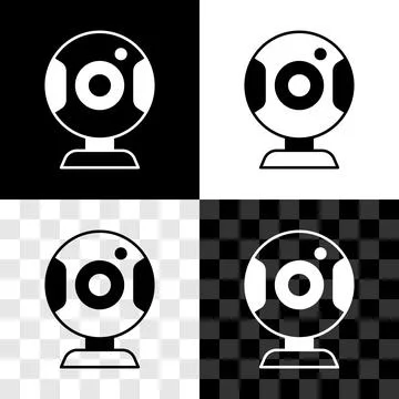 Set Web camera icon isolated on black and white, transparent background. Ch.. Stockillustratie