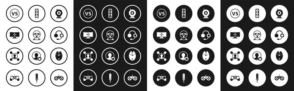 Set Web camera, Racing simulator cockpit, Computer monitor, VS Versus battl.. 스톡 일러스트