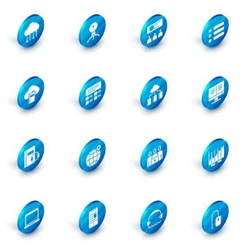 Set Web camera, Training, presentation, Task list, Cloud or online library,.. Stock Illustration