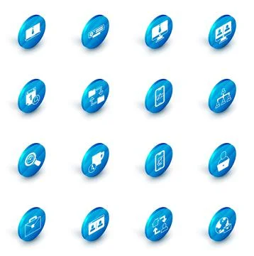 Set Web camera, Video chat conference, Time management, Magnifying glass with Stock-Illustration
