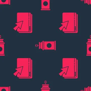 Set Web design and development and Paint spray can on seamless pattern. Vector Stock Illustration