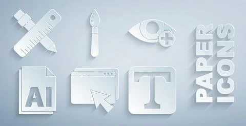 Set Web design and development, Red eye effect, AI file document, Text, Paint Stock Illustration