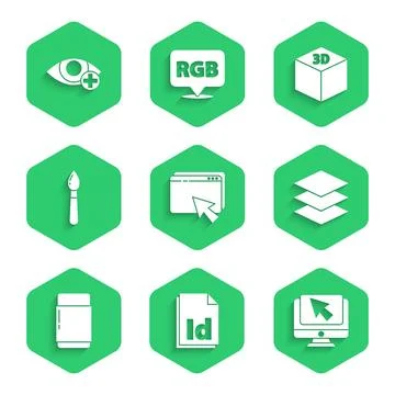 Set Web design and development, ID File document, Computer monitor cursor, .. Illustrazione stock