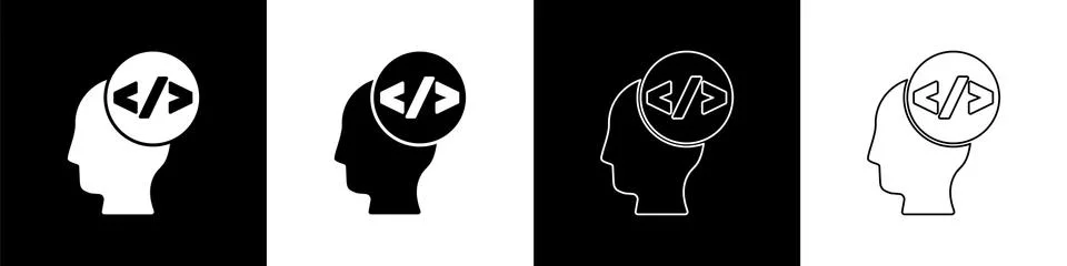 Set Web design and front end development icon isolated on black and white Stockillustratie