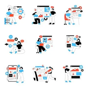 Set of Web Design Flat Illustrations Stock Illustration