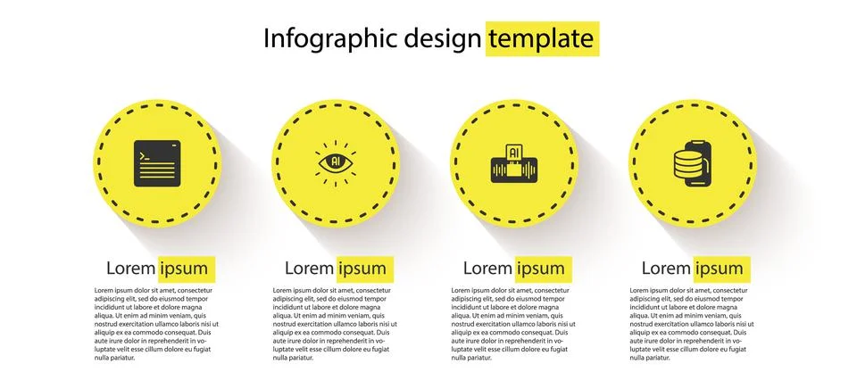 Set Web developer programming code, Artificial intelligence AI, and Cloud Stock Illustration