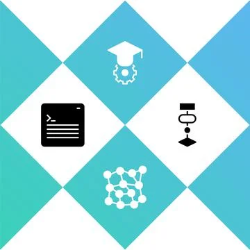 Set Web developer programming code, Neural network, Graduation cap and Algorithm 스톡 일러스트