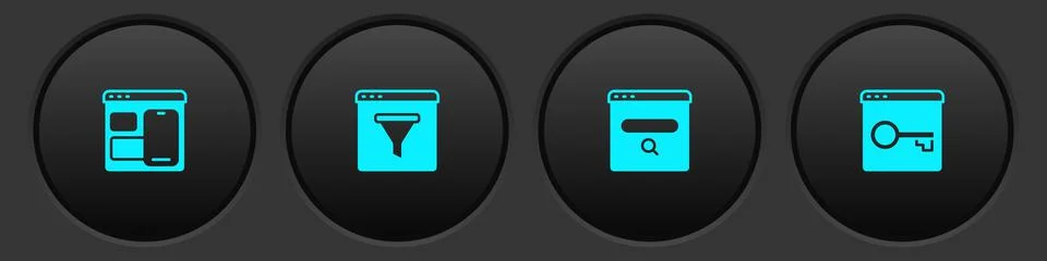 Set Web developer programming code, Browser window, Search engine and Secure Stock Illustration